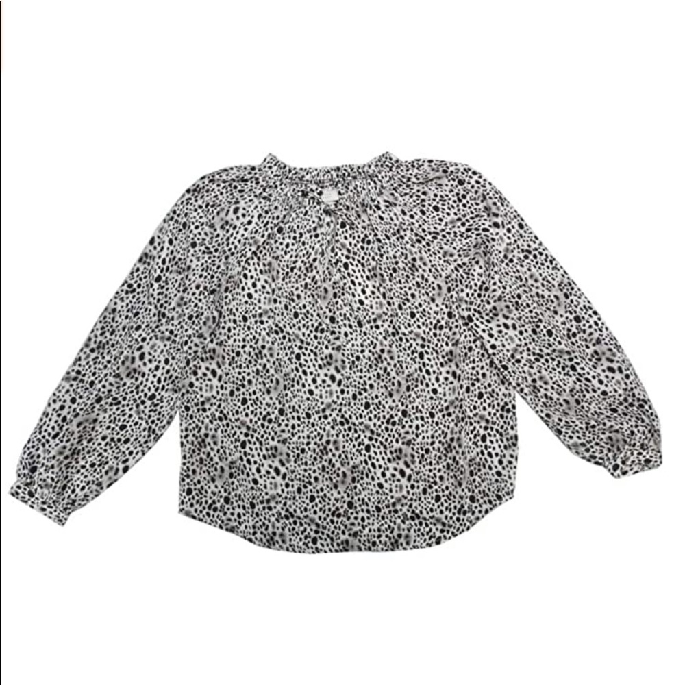 Peasant Boho Animal Print Blouse Black White NWT - Picture 4 of 9